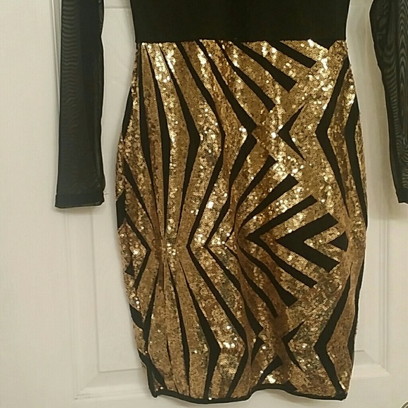 Size Medium gold and black dress - Picture 2 of 3